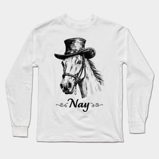 Nay - Classy Horse Illustration Long Sleeve T-Shirt